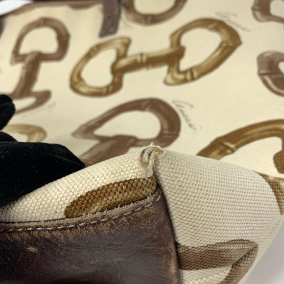 Authentic Gucci shoulder bag fabric leather mix - Picture 10 of 15